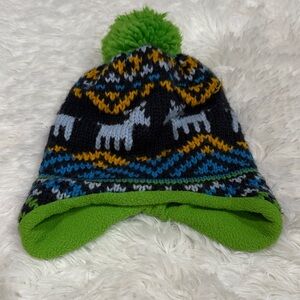 Carter's Black and Green Knit Hat with Animal Pattern